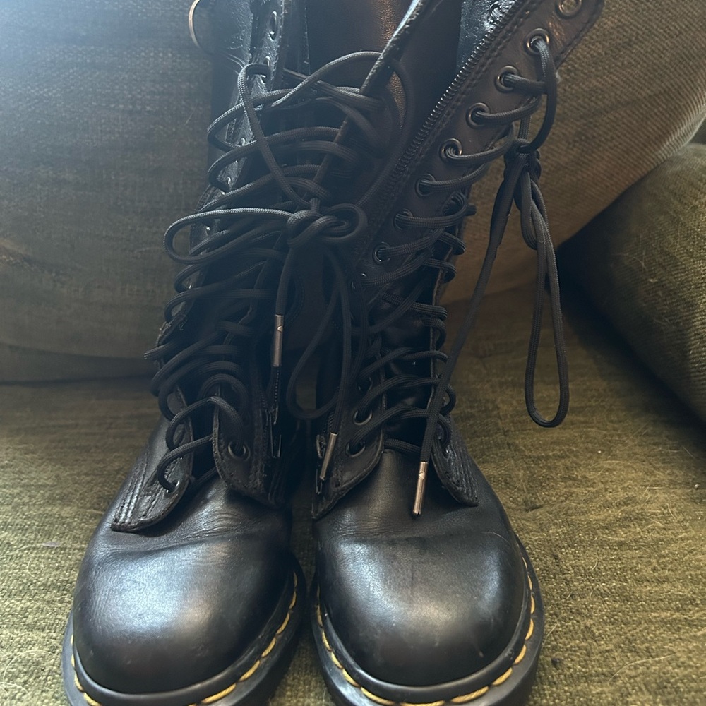 Dr. Martens Black Combat Boots with Lace-Up Design